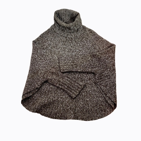 Michael Kors Oversized Heather Brown Sweater Turtleneck dropped shoulder M - Picture 7 of 11